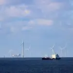 A crude oil tanker under way on open water