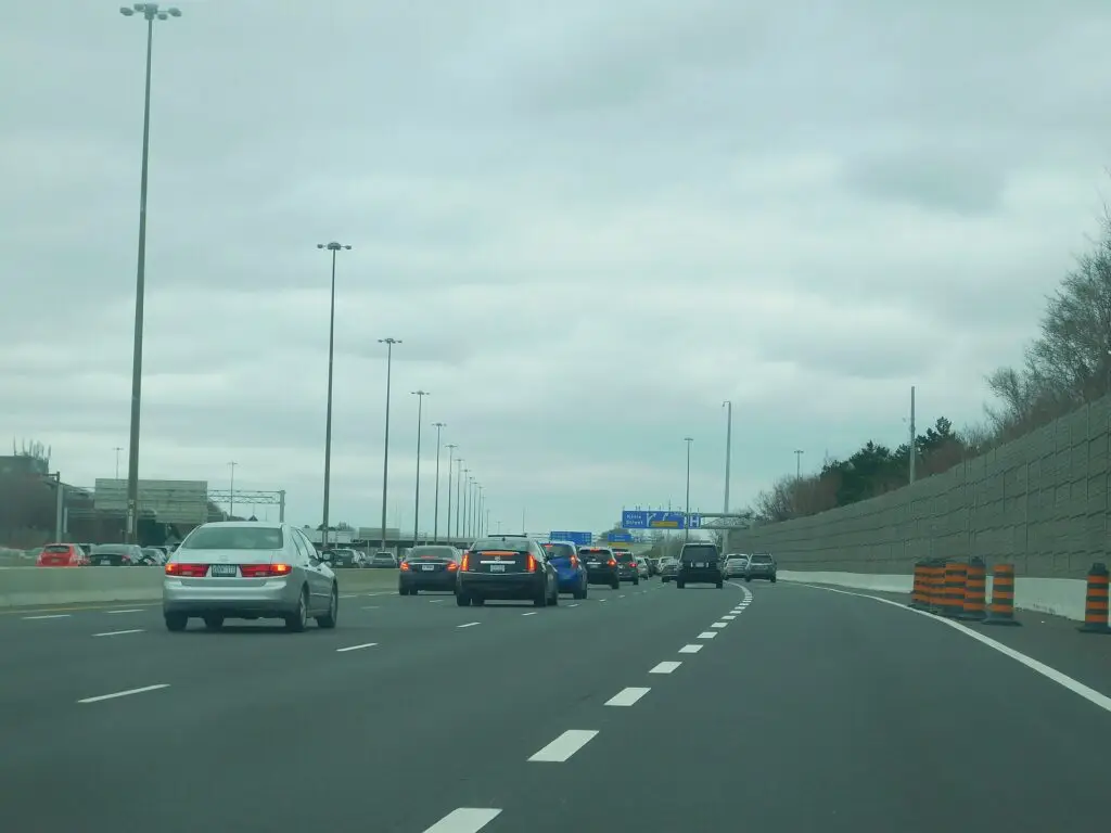 Cars and trucks on Ontario Highway 401