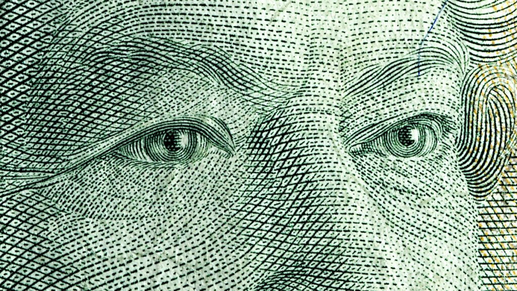 Close-up of a Canadian 20 dollar polymer banknote